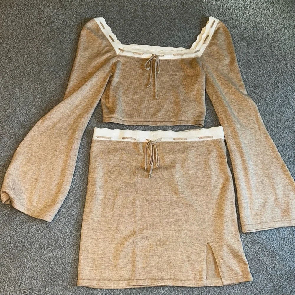 Dee Elle Tan Skirt Set Elegant and Stylish